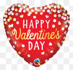 Valentines Confetti Red 18 Inch Qualatex Foil Balloon Ebay - Happy Valentine Day Gift Png,Red Confetti Png