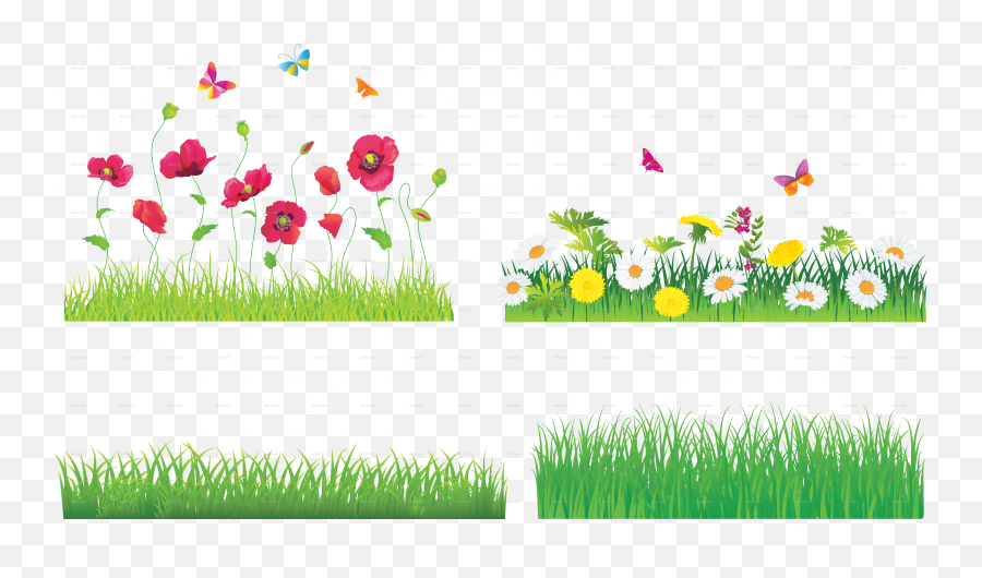 Garden Png Vector Picture - Flowers And Grass Png,Garden Flowers Png