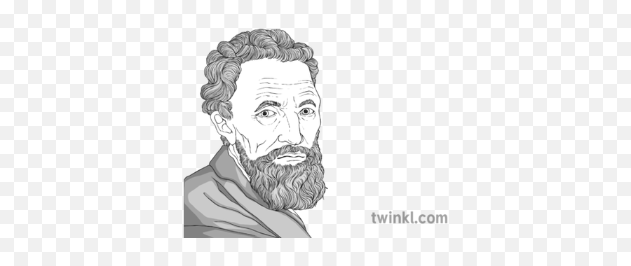 Michelangelo Black And White Illustration - Twinkl Sketch Png,Michelangelo Png