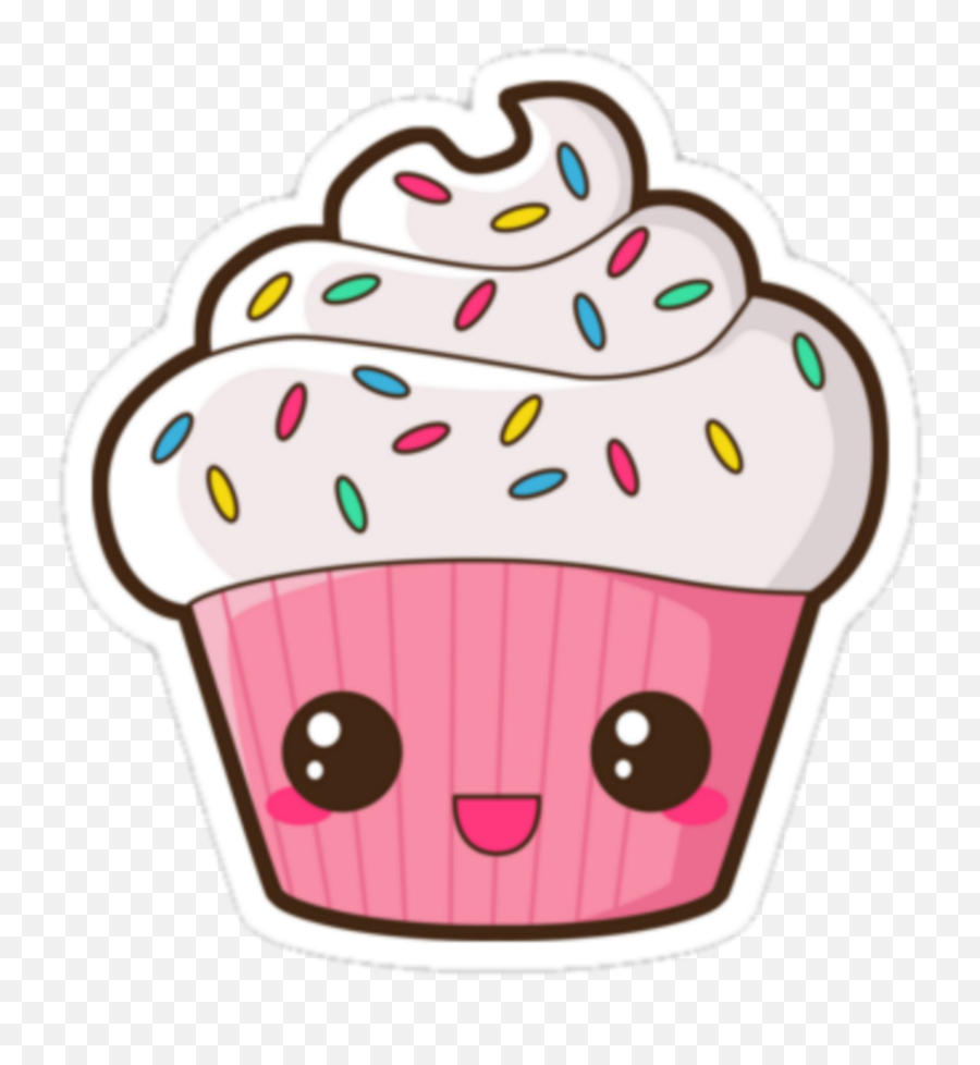 Kawaii Pink Cupcake Dessert Face - Dibujos De Cupcakes Cupcake Kawaii Png,Cupcakes Png