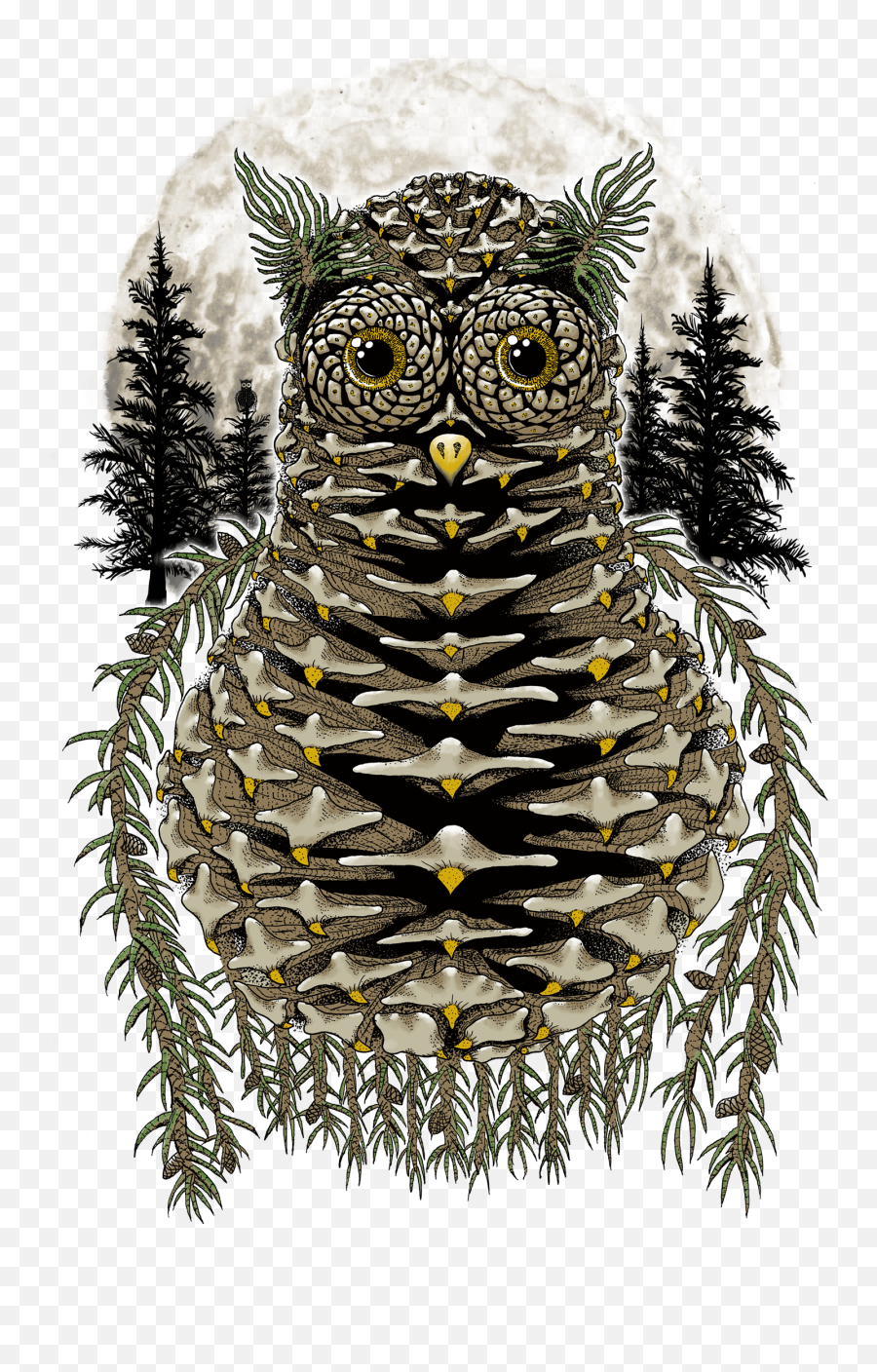 Pinecone Owl Green Png
