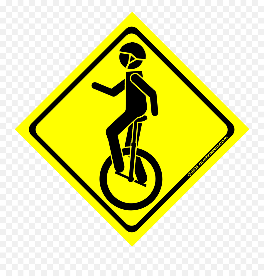 Uniman Bumper Sticker - Road Sign Clip Art Png,Unicycle Png