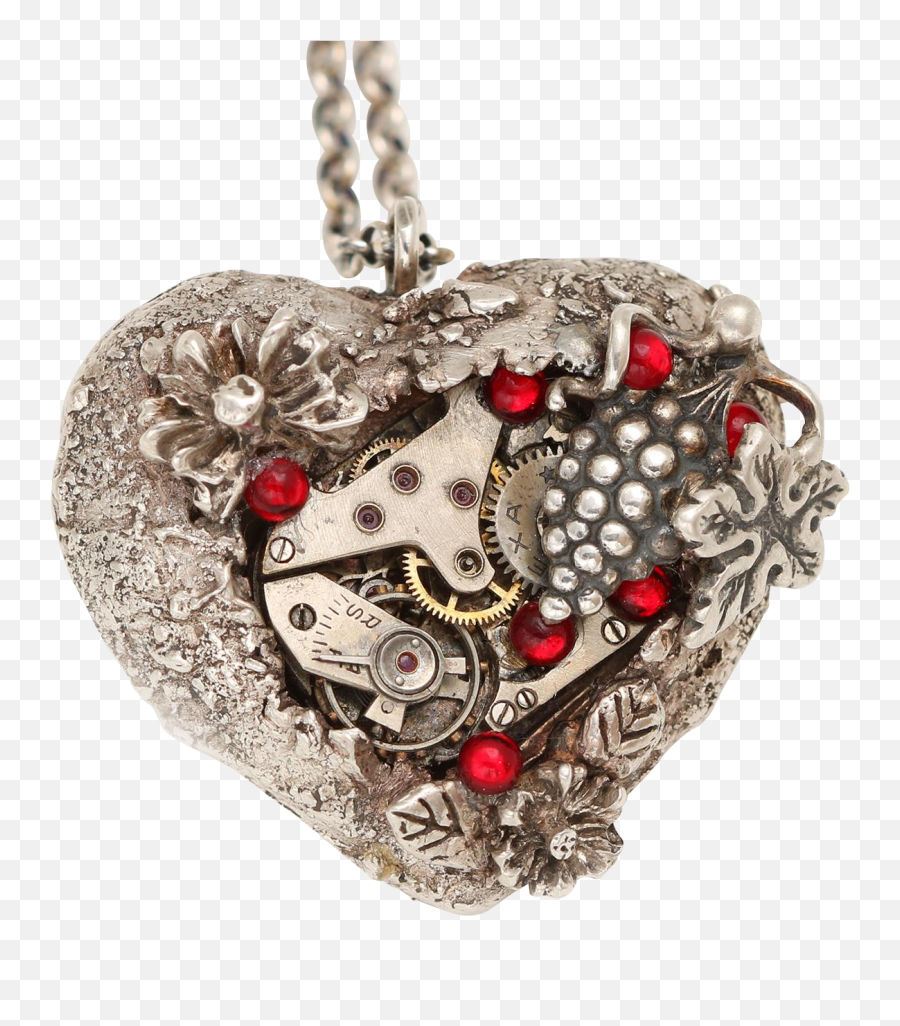 Fine Silver Necklace Heart Steampunk - Solid Png,Silver Heart Png