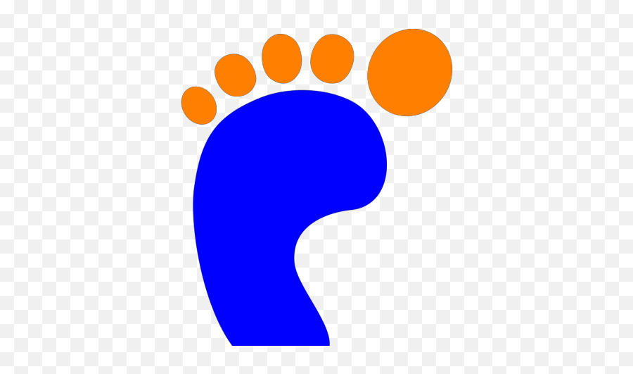 Blue Footprint With Orange Toes Png Svg Clip Art For Web - Foot Print Blue And Orange,Toe Icon