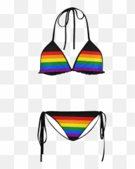 Gay Pride Rainbow Flag Stripes Custom Bikini Swimsuit - Skull Bathing Suit Png,Gay Pride Flag Png