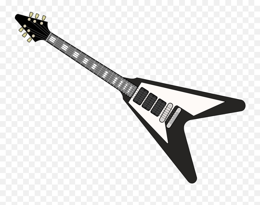 Black Flying V Guitar Clip Art - Vector Clip Rock Guitar Vector Png,Guitar Png