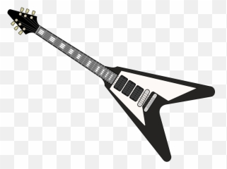 Black Flying V Guitar Clip Art - vector clip Rock Vector Png