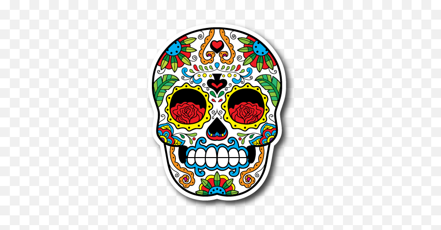 Hd Sugar Skull Vinyl Sticker - Color Mandalas De Calaveras Png,Sugar Skull Png