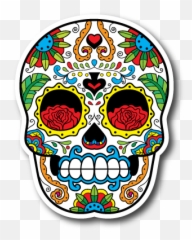 Hd Sugar Skull Vinyl Sticker - Color Mandalas De Calaveras Png,Sugar Skull Png