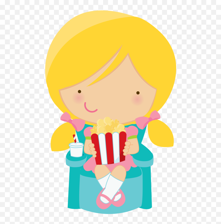 Girl Eating Popcorn Clipart - Girl Eating Popcorn Clipart Png,Popcorn Clipart Png