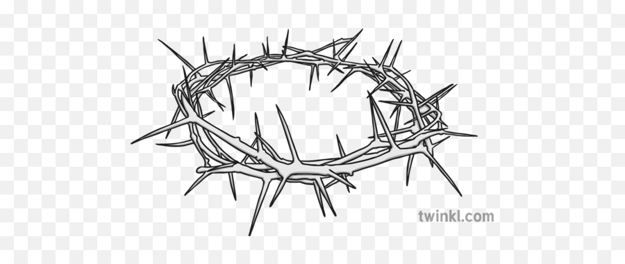 Crown Of Thorns Black And White Illustration - Twinkl Black And White Drawing Crown Of Thorns Png,Crown Drawing Png