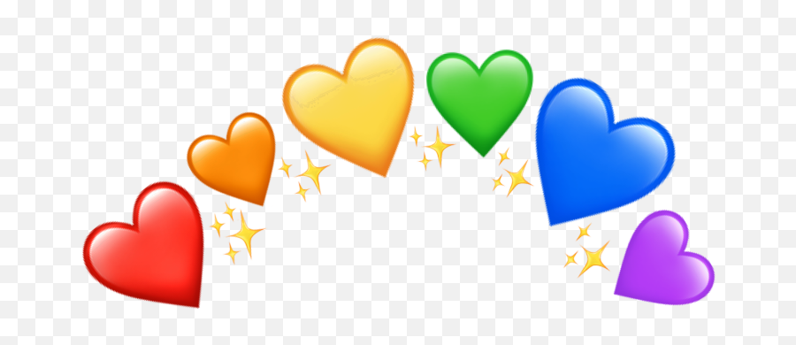 Crown Heartcrown Pride Rainbow Rainbowheart Glitter - Heart Rainbow Heart Crown Png,Rainbow Heart Png