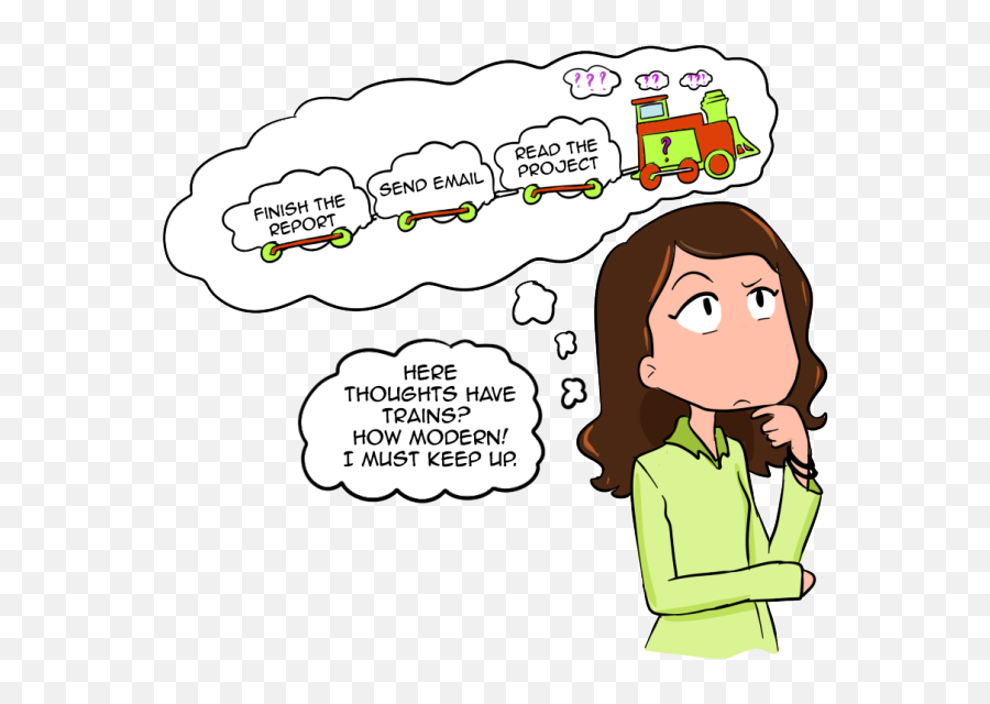 Clipart Train Profile - Thought Train Transparent Cartoon Train Of Thought Idiom Png,Thoughts Png