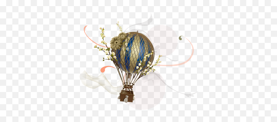 Vintage Hot Air Balloon Illustration Incorporates Decorative - Vintage Hot Air Balloon Transparent Png,Hot Air Balloon Transparent