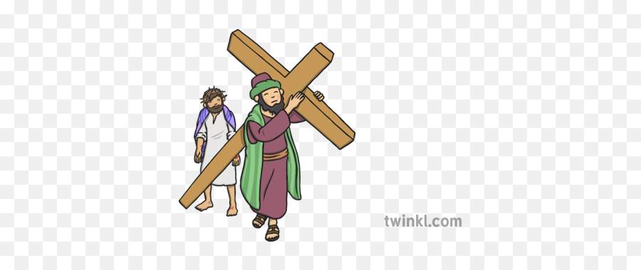 jesus carrying the cross cartoon