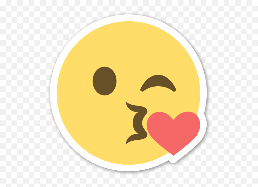 Die Cut Kissing Face Smiley Sticker U2013 Stickerapp Shop - Sticker Bisous Png,Kissing Icon Facebook