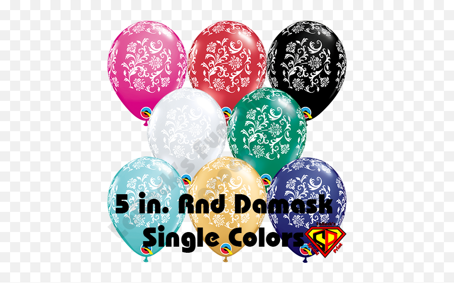 5 Inch Round Damask Balloons Wwhite Single Colors Qualatex 50ct - Balloon Png,White Balloons Png