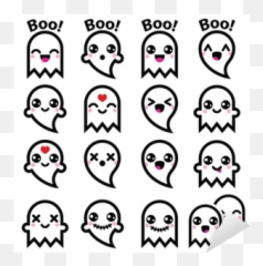 Sticker Kawaii Cute Ghost For Halloween Icons Set - PIXERSUS Cute Ghost png