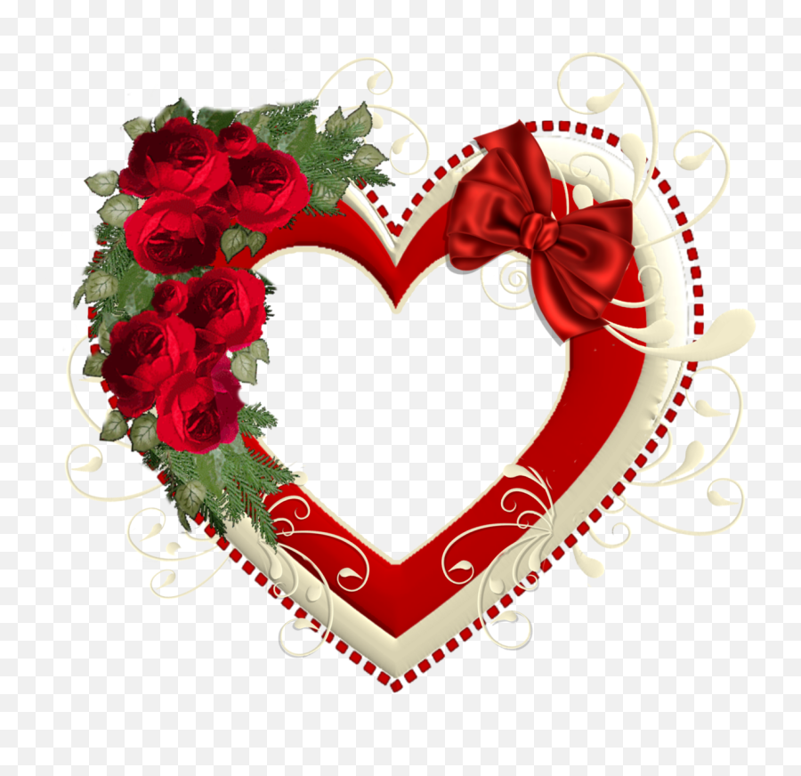 Heart Transparent Frame With Red Roses - Dil Png,Heart Frame Png