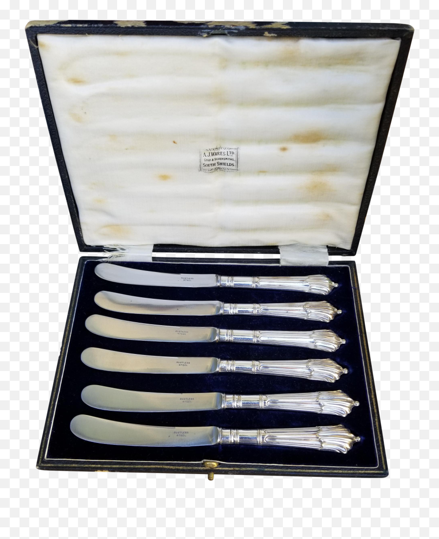 English Silver Butter Knife Set - Set Of 6 Blade Png,Butter Knife Png