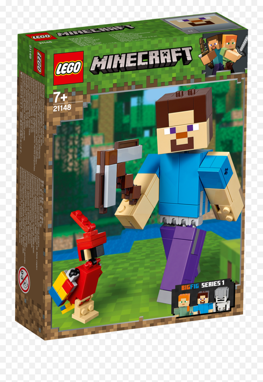 Download Hd Lego Minecraft Steve Bigfig With Parrot - 21148 Lego Png,Minecraft Steve Png