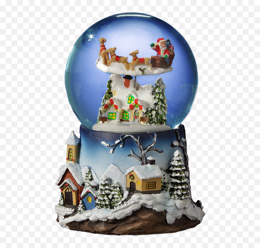 Santa Flying Over Village 120mm Snowglobe - Snow Globe Png,Snowglobe Png