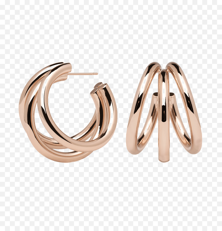 Download Creole Earrings In Yellow Gold Or Rose True - Triple Hoop Earrings Gold Png,Gold Plaque Png