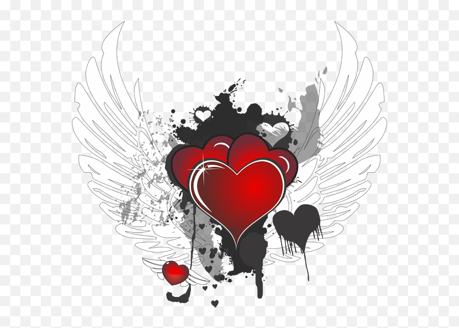 Hearts - Black And White Fly Heart Png,Heart With Wings Icon