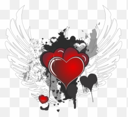 Hearts - Black And White Fly png