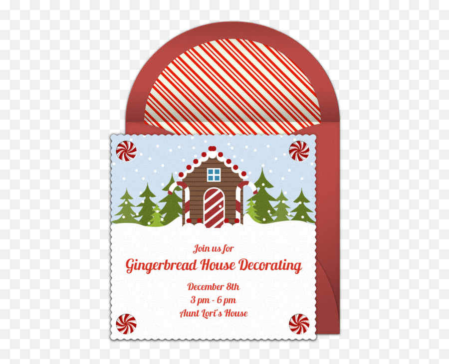 Free Gingerbread House Online Invitation - Punchbowlcom Gingerbread House Party Invitations Printable Png,Gingerbread House Png
