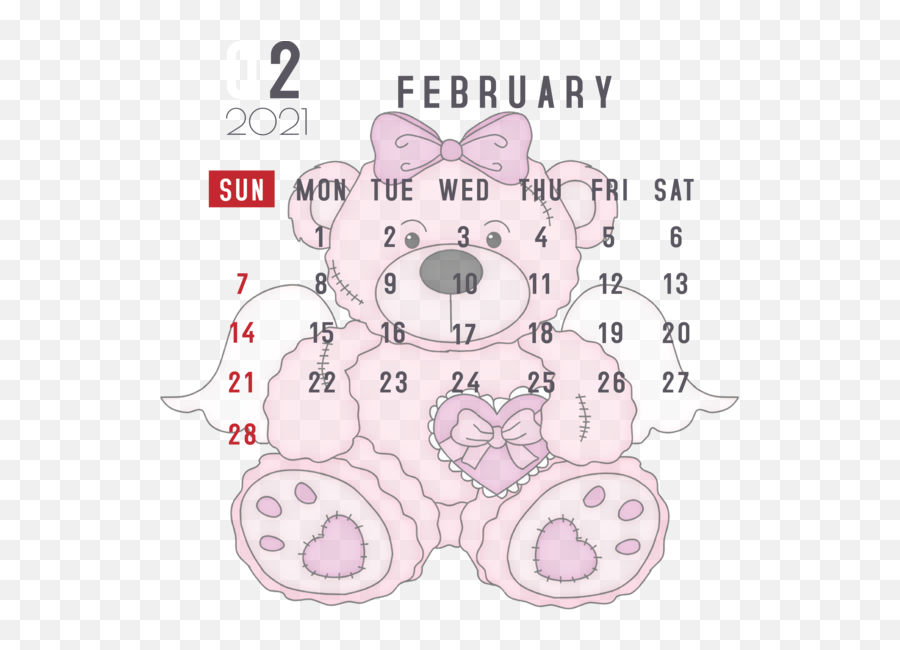 New Year Teddy Bear Bears Icon For Printable 2021 Calendar - Calendar February 2021 Cartoon Png,Purple Calendar Icon