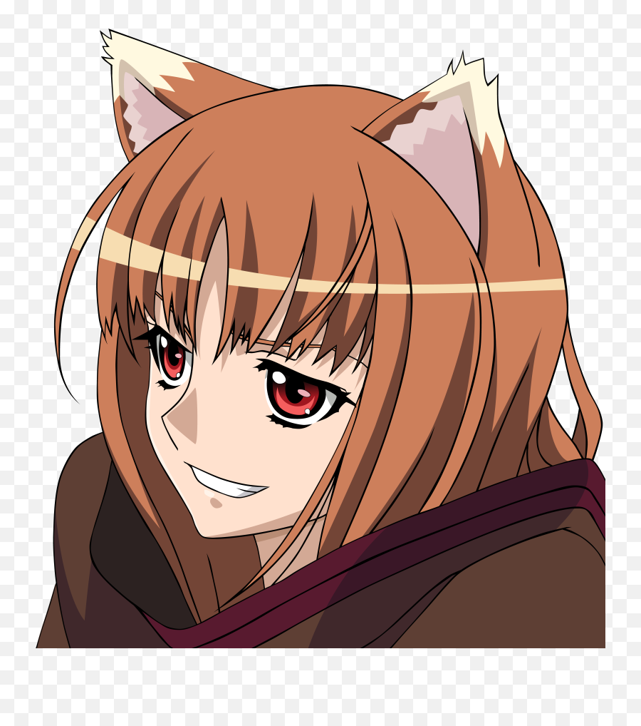 Spice And Wolf Holo Animal Ears Transparent Png Vector Trace - Spice And Wolf Holo Smug,Wolf Face Png