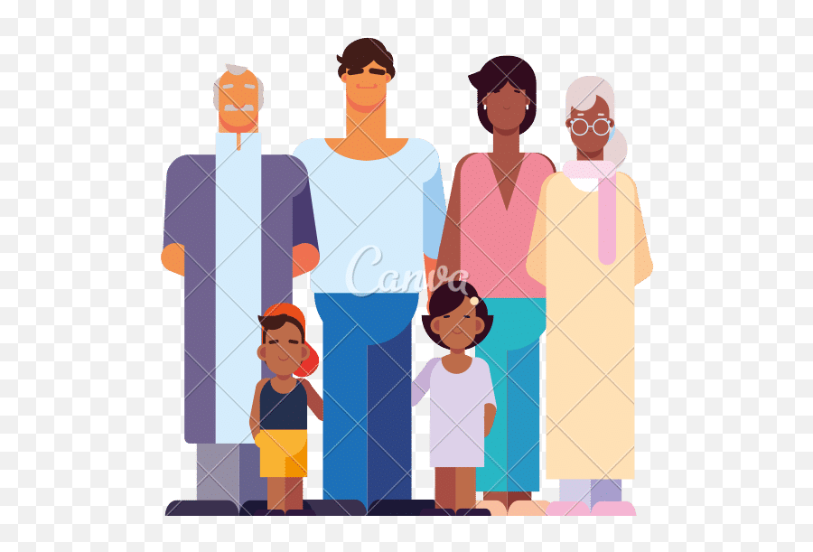 Interracial Family Group Flat Style Icon - Canva Png,Family Group Icon