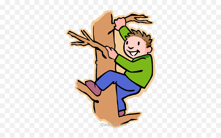 Boy Climbing Tree Royalty Free Vector Clip Art Illustration - Cartoon Boy Climbing Tree Png,Climbing Png