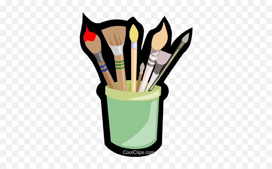 Paint Brushes Royalty Free Vector Clip Art Illustration - Paint Brushes In Jar Clipart Png,Art Brush Png