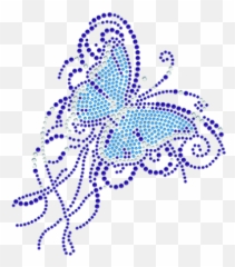 Cstar Motif Blue Flying Butterfly - Clip Art Png,Rhinestone Png