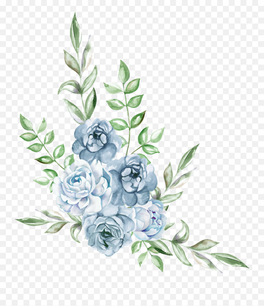Freetoedit - Watercolor Blue Flowers Clipart Png,Watercolor Roses Png