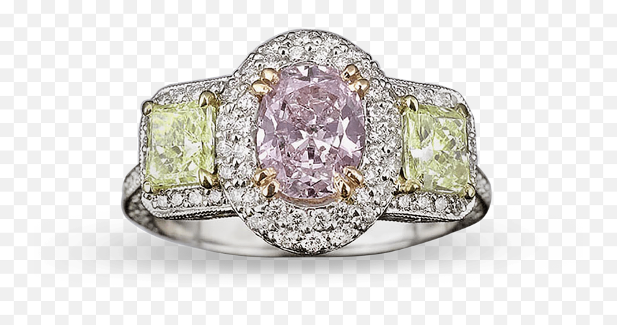 Fancy Pinkish Purple U0026 Yellowish Green Diamond Ring - Engagement Ring Png,Purple Diamond Png