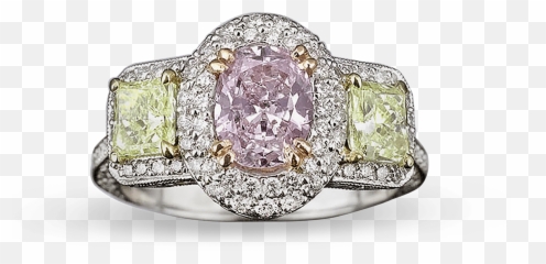 Fancy Pinkish Purple U0026 Yellowish Green Diamond Ring - Engagement Ring Png,Purple Diamond Png