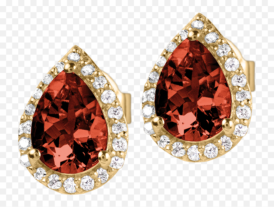 Ear Stud Sterling Silver Gold - Plated With Garnet Solid Png,Garnet Png