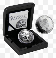 Silver Numis Guy Fawkes Mask Anonymous V For Vendetta 2016 1 - Solid Png,Guy Fawkes Mask Transparent