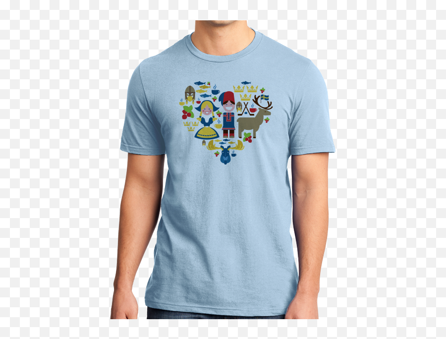 Sweden Icon Heart - Swedish Love Pride Symbols Culture Cute Fun Tshirt Short Sleeve Png,Blue Heart Icon