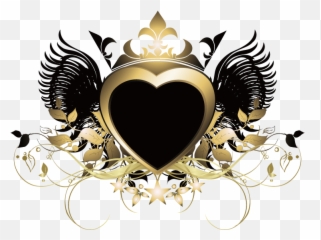 Heart Wings Crown Gold Sticker - Decorative png