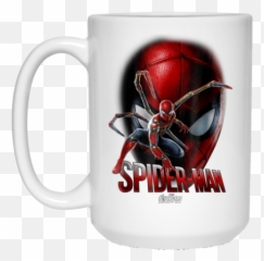Marvel Infinity War Spider - Man Game Face Graphic White Mug 15 Oz Papa Merci De M Avoir Appris À Être Un Homme Même Si Je Suis Ta Fille Png,Spiderman Face Png