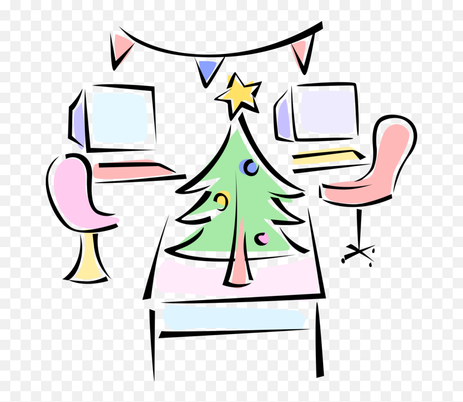 Office Party With Christmas Tree - Vector Image Clip Art Png,Christmas Tree Vector Png