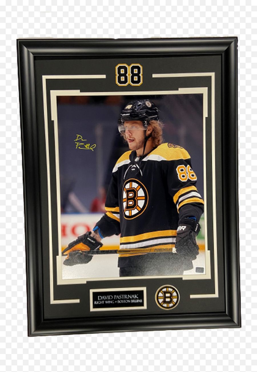 David Pastrnak Signed Autographed Photo 8x10 Frame - Hockey Protective Equipment Png,Icon First Responder Helmet