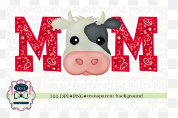 Watercolor Mom Cow Birthday Two Black - Cartoon png