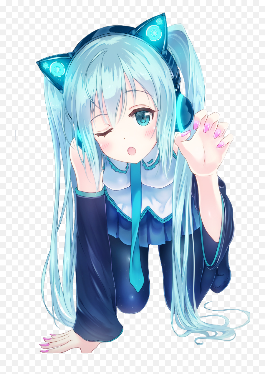 Download 816 Images About Hatsune Miku - Headphone Cute Anime Girl Png,Anime Heart Png