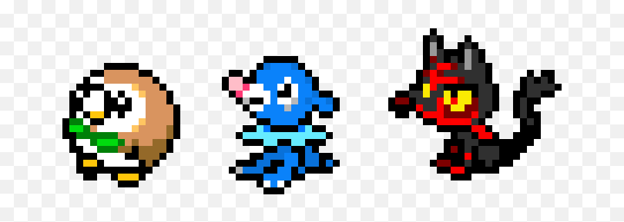 Rowlet Popplio And Litten Pixel Art Maker - Fictional Character Png,Rowlet Png