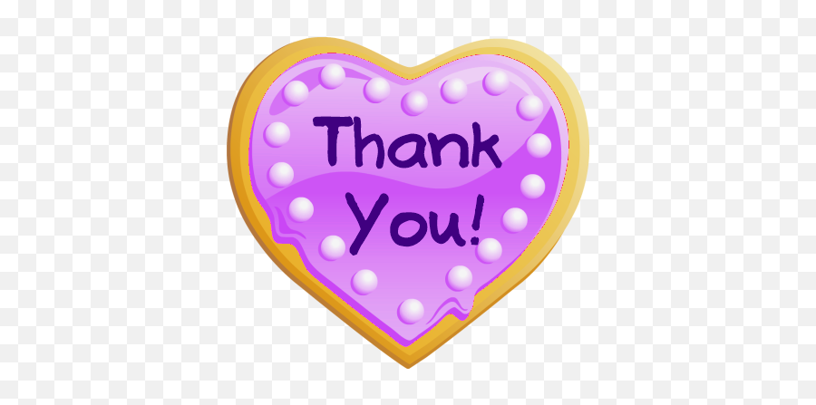 A Purple Heart Shaped Cookie With The Word Thank You For - Girly Png,Heart Shape Transparent